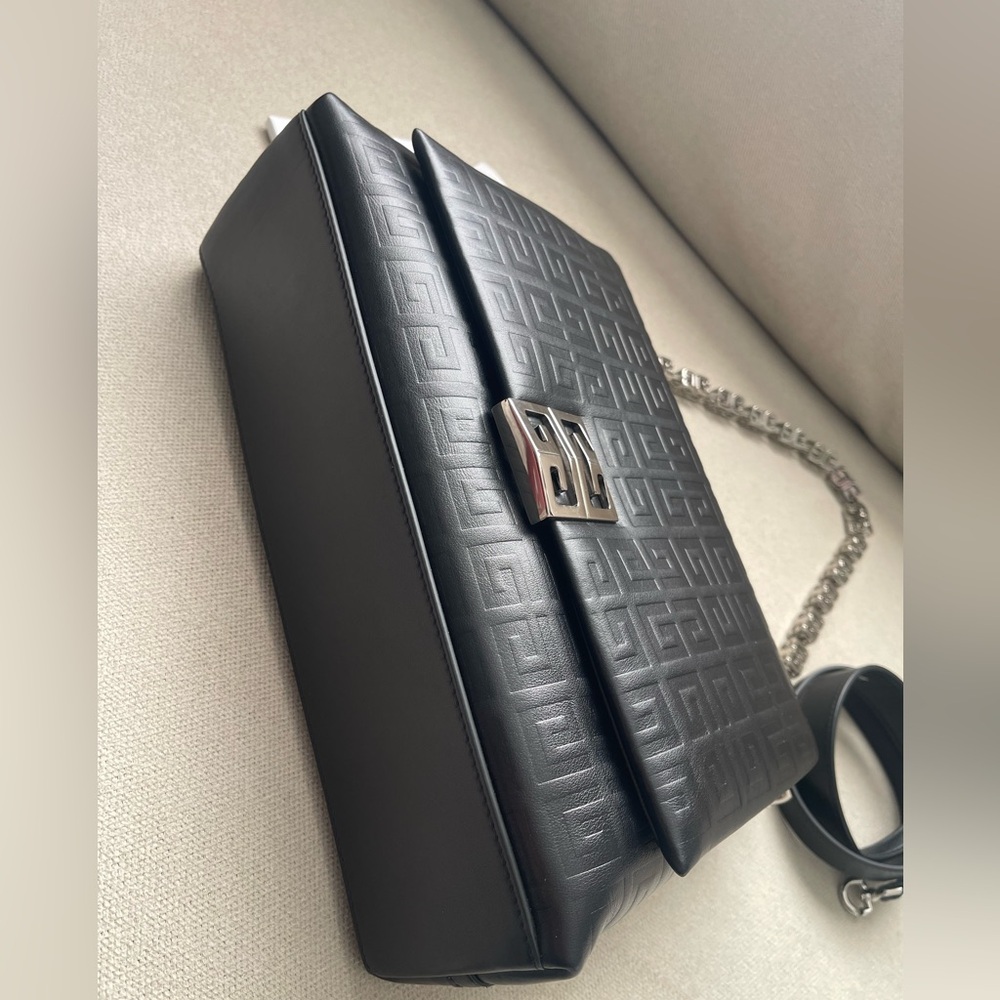 Authentic Givenchy Black Embossed Shoulder Bag wi… - image 3